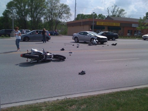 The wreckage from the accident. 